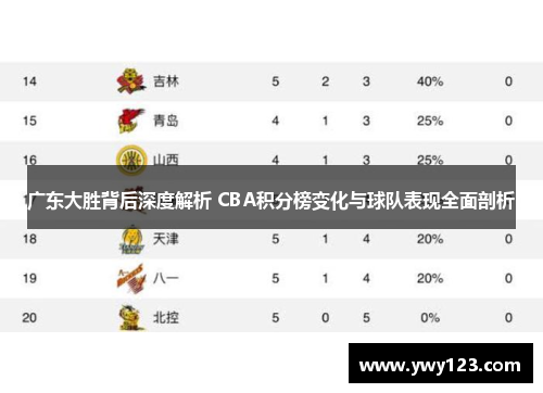 广东大胜背后深度解析 CBA积分榜变化与球队表现全面剖析